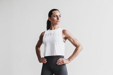 Nobull Muscle (Madison) Women's Tank Tops White | Australia (MJ6781)